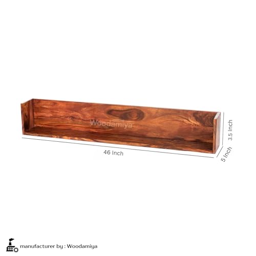 Image of Solid Wood Floating Wall Shelf | Premium Wooden Wall Mount Shelf for Living Room, Bedroom & Office | Durable & Elegant Display Shelf -46 Inch (Natural Finish)