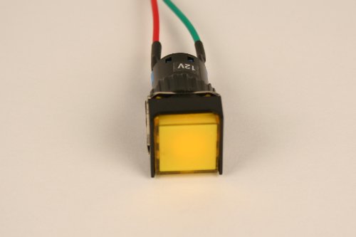 Luz piloto LED amarilla 17mm panel 12V DC miniatura 2