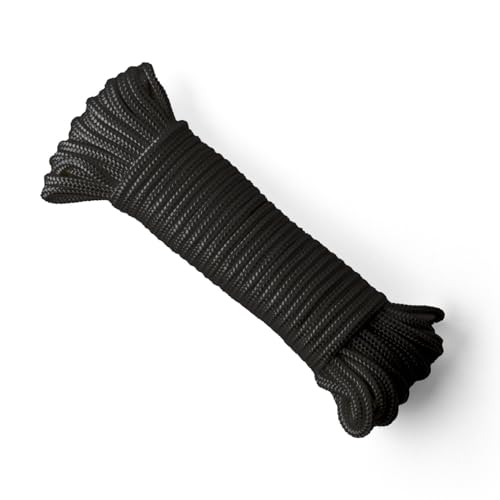 SNURO Nylon Seil (6mm, 20M, Schwarz) - Paracord Schnurr mit starkem Nylon Material - Reißfeste Paracord Schnur - reissfest & leicht - Bruchkraft 622 kg