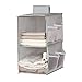 Organizer per Armadio Pensile, Organizzatore Armadio Interno, XiXiRan Pieghevole Portattuto da Appendere con 2 Scomparti 6 Tasche Laterali a Rete, 30*22.5*80cm (Grigio Due Strati)