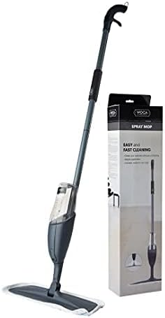 WOCA Spray Mop - Professional Cotton and Microfiber Mop for Hardwood Laminate and Tile Floor Cleaning, Stainless Steel Handle. Easy Cleaning Even in Hard-to-Reach Areas Always ensures a Great Result