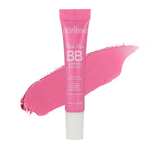 Purlisse Blush Glow Bb Cheek Color: Cruelty-Free & Clean, Paraben & Sulfate-Free, Cream Blush, Long Lasting, Vitamin E Hydrates | Petal Pink 0.34Oz #TOP30