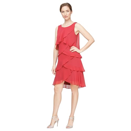 Image of S.L. Fashions Womens Tiered Cocktail Party Dress, Wedding Guest Gown (Petite and Regular Sizes)