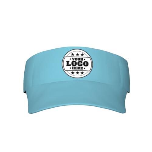 Bulk Custom Visor Hats with Photo Add Your Text Picture Name Logo Custom Hat Custom Visor Sun caps Picture Sun Visor Hats for Men & Women Customized Gifts Sky Blue