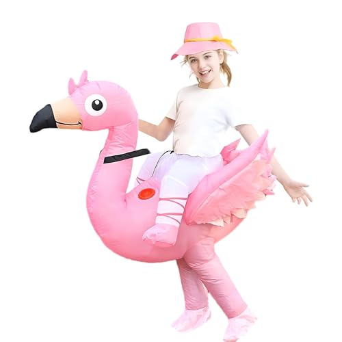 Disfraz inflable de flamenco para niños con sombrero rosa miniatura 1