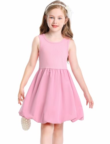 Toddler Girls Sleeveless Stretchy Knit Princess Elegant Bloom Casual Summer Dress for Special Occasions3
