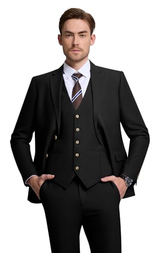 Men's 3 Piece Slim Fit Suit Set Two Button Solid Jacket Vest Pants