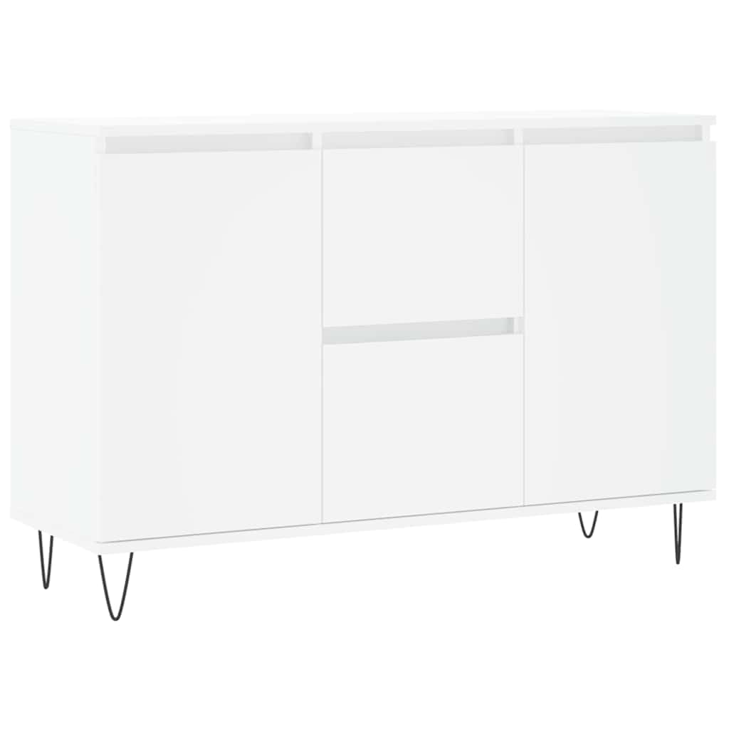 vidaXL Sideboard, Kommode mit viel Stauraum, Highboard Wohnzimmerschrank mit Eisenbeinen, Schrank Anrichte Beistellschrank, Weiß Holzwerkstoff