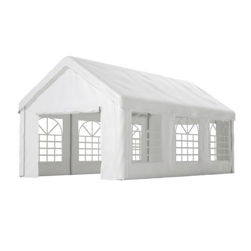 Garage de tente 3 x 6 m – Imperméable et résistant aux UV – Double portes enroulables, toit et parois latérales amovibles, gris, comme abri de voiture, tente de stockage et de fête pour voiture, SUV