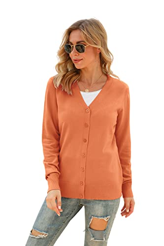 Image of VIISHOW Women Long Sleeve Button Down V Neck Lightweight Basic Knit Sweater Cardigan