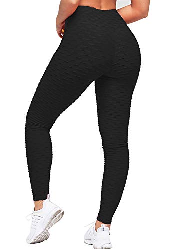 Uniquestyle Pantalon Yoga Femme Anti-Cellulite Push Up Butt Lift Elastique Leggings Femme Taille Haute Legging de Sport Femme Noir L Cover