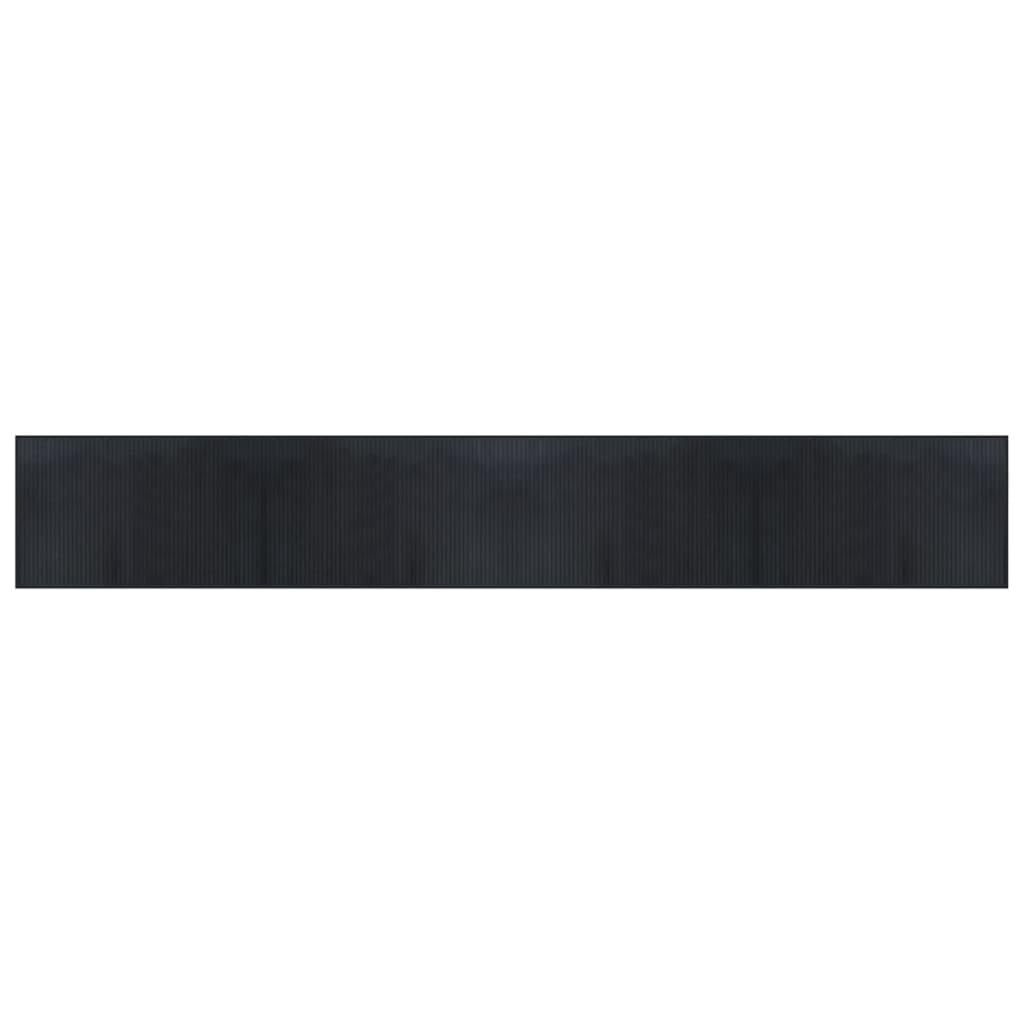 Rechteckiger Teppich Schwarz 60 x 400 cm aus Bambus-Teppich Bambus-Teppich Holz rutschfeste Matte Läufer Bambusmatte Küche Bad