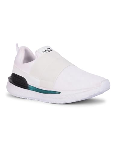 Image of Liberty Force 10 BLAKES-2E Non-Lacing Sports Walking Shoes for Men - Black & White | Comfortable and Durable - Suitable for Slip-On Gym, Jogging and Outdoor Shoes for Gents - Cushioned Footbed