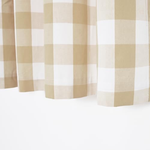 Natus Weaver NWUSCCP-5284C04 Buffalo Check Cotton Curtains 84 Inch Length Kitchen Living Room Bedroom Beige And White Gingham Plaid Window Curtain Panels Basement Drapes 2 Panels Rod Pocket Window Treatment Set thumb #4