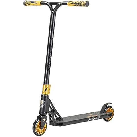 STAR SCOOTER Complete Lightweight professional Stunt Scooter for Adults, Teenager and for Kids over 8 years | Wheels 110mm Alloy for professional riders | Black Gold Cover