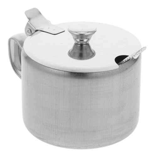 Ciieeo Azucarero De Acero Inoxidable Con Tapa Y Cuchara Recipiente Para Condimentos De Cocina Para Sal Pimienta Especias Condimento Para Uso Doméstico Y Restaurante Plateado
