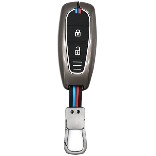 Image of KMH Metal Car Key Cover Compatible with Maruti Suzuki Baleno, Ignis, S-Cross, Ciaz, Grand Vitara, Brezza, Swift, Ertiga, Ritz Smart Keycover with Keychain 2 Button Key Shell Case Holder Protector