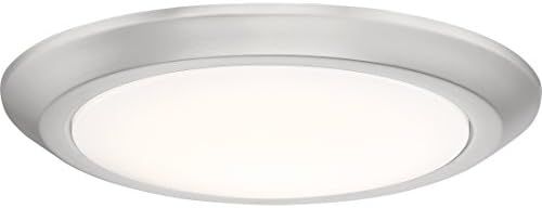 Quoizel Verge Flush Mount Ceiling Light, 12 Inch Brushed Nickel Low-Profile Light, Integrated LED 1480 Lumens, 17W, Close to Ceiling Light Fixture for Hallway, Kitchen, Bedroom, Living Room or Foyer