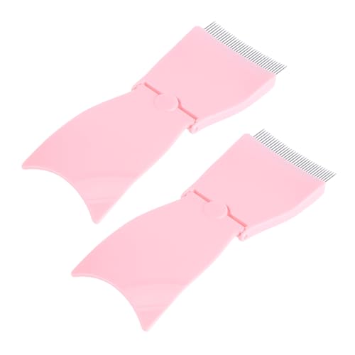 BELLIFFY 2pcs Steel Needle Eyebrow Comb Brow Brush for Eyebrows Comb Grooming Tool Folding Design for Women Girls