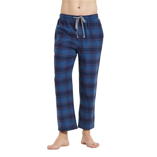 Pantalones de noche genéricos para hombre, invierno, terciopelo suelto a rayas, para casa, informal, cómodo, cálido, suave, corte normal, para dormir, azul, XXL