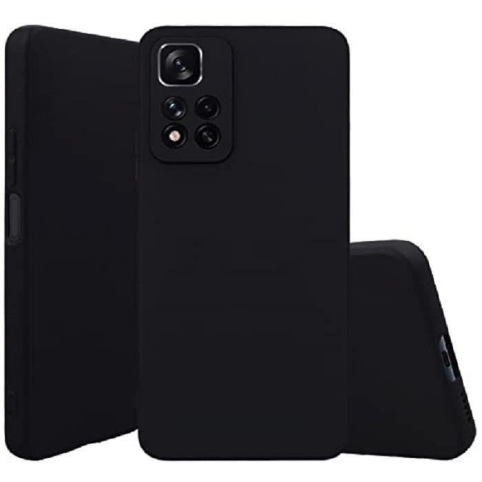 Image of Mobile Back Cover Case for Xiaomi Redmi Note 11T (5G) (Silicone Case|CameraProtection|Black SC1510)