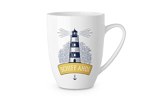 Seaside No.64 - Taza marítima de porcelana con texto "Schiff Ahoi", ancla y faro - taza de asa, taza de café, cuenco de cereales, desayuno, té (1 taza) Cover