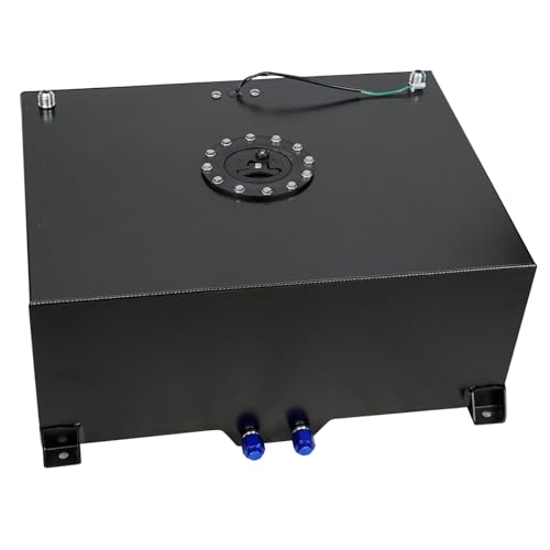 GSTP Universal 20 Gallon 80L Fuel Cell Tank with Cap and Level Sender Polished Aluminum Black