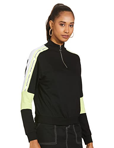 Image of Max Cotton Women Colorblocked Sporty Round Neck Sweatshirt