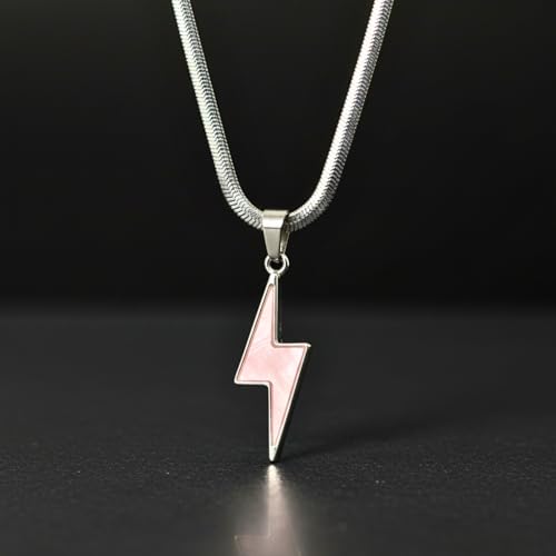 Image of THE MEN THING STORM EDGE - Silver & Pink 12mm Titanium Steel Pendant with 22inch Chain for Men & Boys with adjustable cable chain
