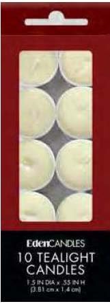 Ivory Colored Unscented Tealight Candles Premium Quality - Set of 10