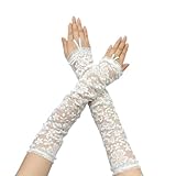 [Tidyworm] レディース 手袋 レース アームカバー ロング 指なし uvカット グローブ おしゃれ 花柄 薄手 夏 UV手袋 日焼け止め 紫外線対策 自転車 運転 結婚式 演奏会 クリスマス ハロウィン