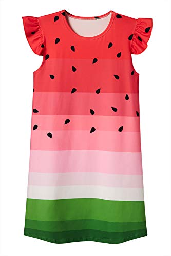 Uideazone Pajamas Dresses For Girls Red Pink Green Sleeveless Crewneck Nightgowns Nightdress Sleepwear Pyjamas Sleep Shirts For Daily Casual #TOP4