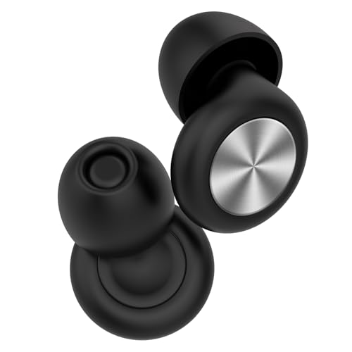 Tapones Oídos Ruido Dormir, Tapones para Dormir Anti Ronquidos y Conciertos, Tapones para Oídos Reutilizables, Ideales para Músicos, DJs, Dormir y Ambientes Ruidosos(Plata + negro)