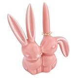Creative Co-Op Ceramic Bunny Rabbit Ring Holder, Pink
