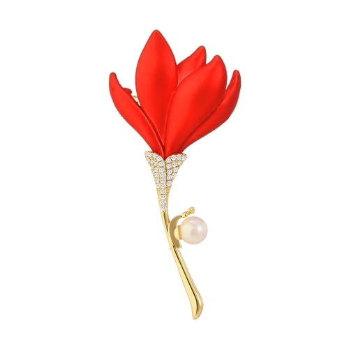 Image of Flower Floral Pearl Brooch Rhinestone Crystal Brooch Leaf Bouquet Brooch Pin Fashion Dress Accessories Birthday Graduation Jewelry Gift For Women