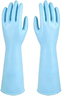 Rubber Cleaning Gloves, Reusable Household Dishwashing Gloves，Non Slip Grip
