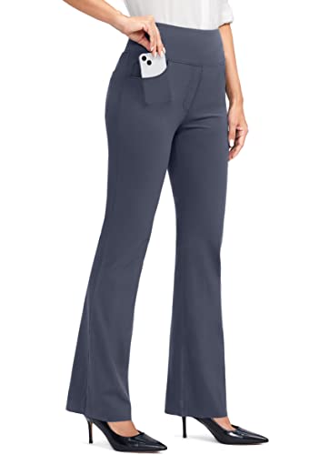 Rammus 28"/30"/32"/34" Womens Yoga Dress Pants With 5 Pockets High Waist Stretch Work Pants For Women Bootcut Leg Slacks For Office Business Casual #TOP11