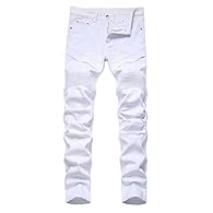 Younger looking & fashionable color, Men's Slim Straight Fit Biker Jeans with elegant fashion element make you looks younger and more handsome Easy Care Best Quality Hard Wearing Denim Fabric. Soft and Comfortable, stretchy and durable materials make...