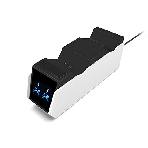 Carregador de base dupla para jogos PS5 da Mimd PS5 com cabo duplo e carregador Firebull
