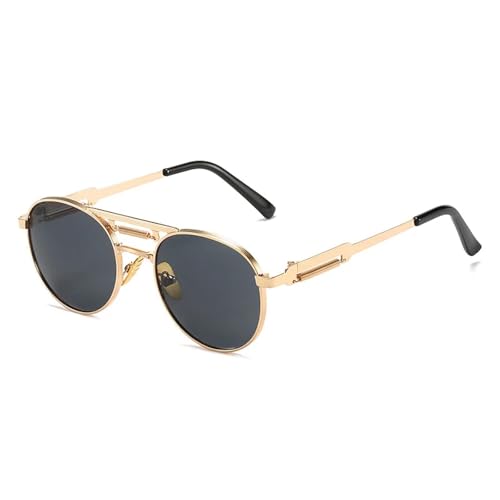Lunettes de soleil rondes rétro en métal punk UV400 pour hommes et femmes