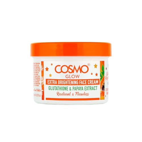 Cosmo Glow Skin Care Gluta Papaya Extra Brightening Face Cream 125ml/4.22fl.oz, Made With Glutathione & Papaya, Moisturizer For Women & Men, Day & Night Face Cream, Ultra Rich, Daily Moisturizers