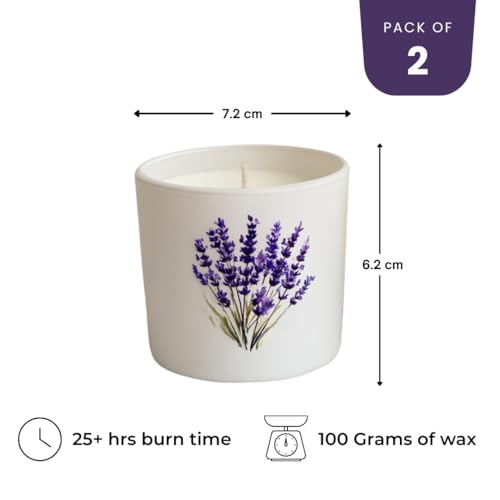 Image of Lavender Scented Candles for Gift (Set of 2) Essential Oil Aromatherapy Candle for Home | Soy Wax, 50+ Hrs Burn | Scented Candle Gift Set for Women, IFRA Certified, Reusable Floral Jars