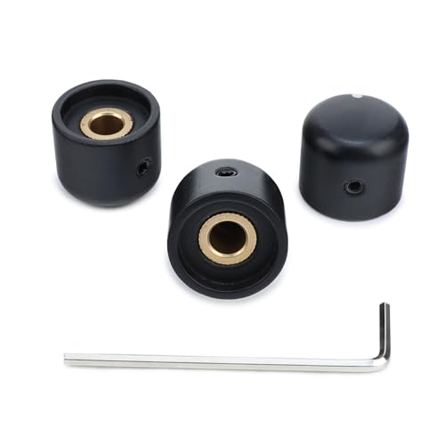 OVSAL 3Pcs Ebony Electric Guitar Volume Tone Knobs with 6mm（15/64'） Brass Hole Wood Bass Guitar Control Knobs Compatible with Fender Strat Telecaster Les Paul Guitar Replacement Parts (Ebony Color)