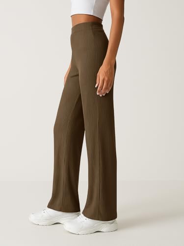 Image of Pinkmint Women's Palazzo Pants High Waist | Wide Leg Stretchable Trousers | Elastic Waist Flared Pants | Casual, Office, Travel, Lounge Stylish Comfortable Bottom Wear
