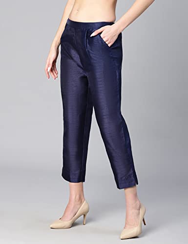 Image of oxolloxo Women Soild Dupion Silk Elasticated Pant
