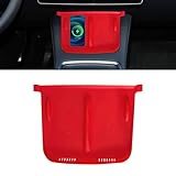 Lecctso Center Console Wireless Charger Anti-Slip Silicone Mat, Waterproof Phone Pad for Wireless Charging, Car Interior Accessories Universal for Model 3 Model Y 2021-2024 (Regular, Red)