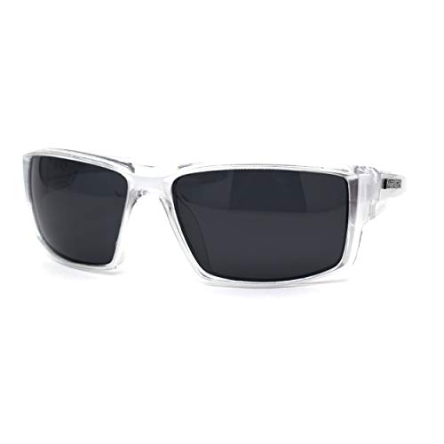 Nitrogen Polarized 90s Sport Rectangle Light Weight Plastic Sunglasses (Silver Clear)