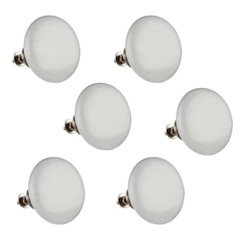 Lot de 6 boutons de porte de placard en céramique gris clair 37 mm Poignée ronde grise idéale pour décorer vos portes de meubles Livré avec vis qui convient aux portes jusqu'à 21 mm Cover