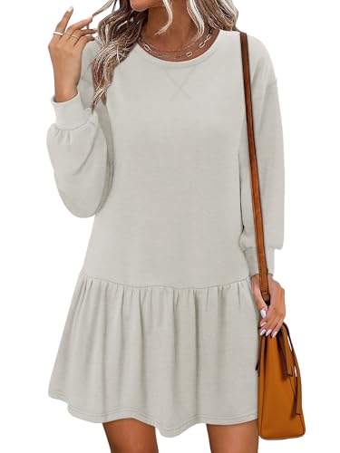 KISSMODA Womens Sweatshirt Dress Fall Long Sleeve Pullover Tops Patchwork Casual Mini Dresses3