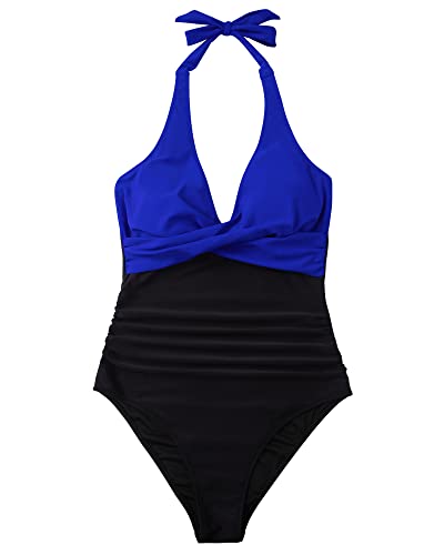 Image of SUUKSESS Women Sexy Tummy Control One Piece Swimsuits Halter Push Up Bathing Suits